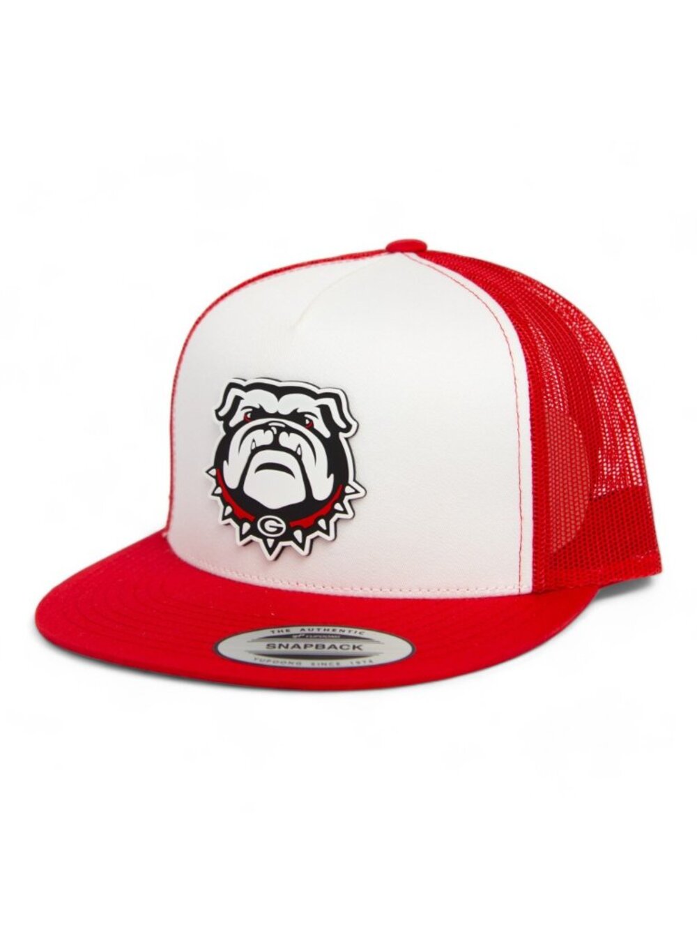 Georgia Bulldogs UGA 3D YP Snapback Flat Bill Trucker Hat- White/ Red
